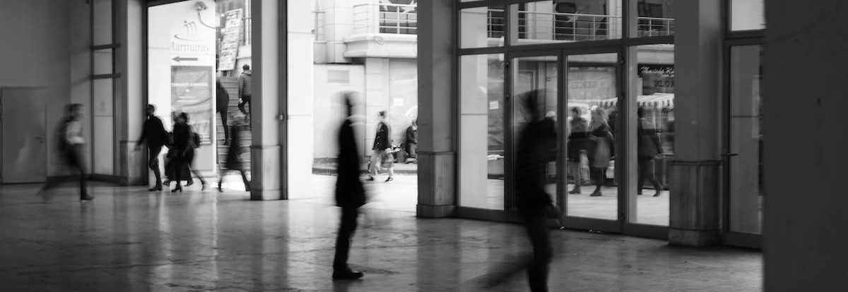 conference attendees walking